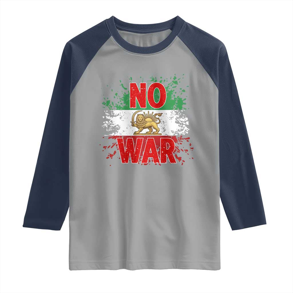 Free Iran Flag Raglan Shirt No War Support Iranian Freedom