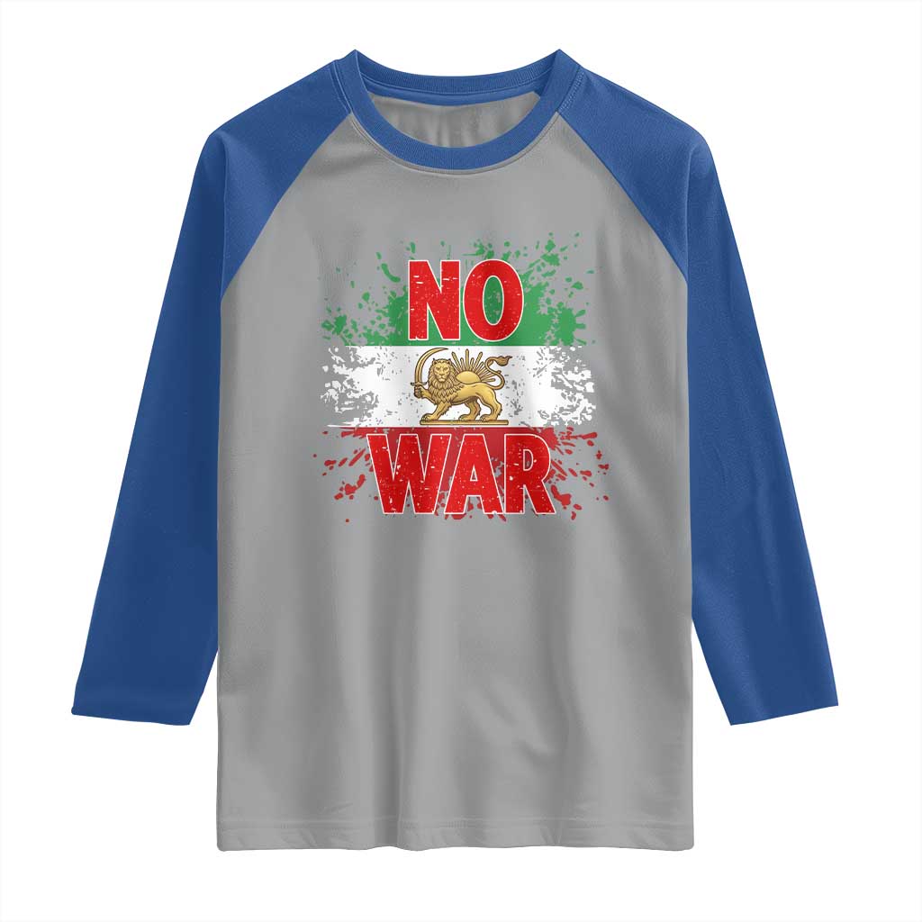 Free Iran Flag Raglan Shirt No War Support Iranian Freedom