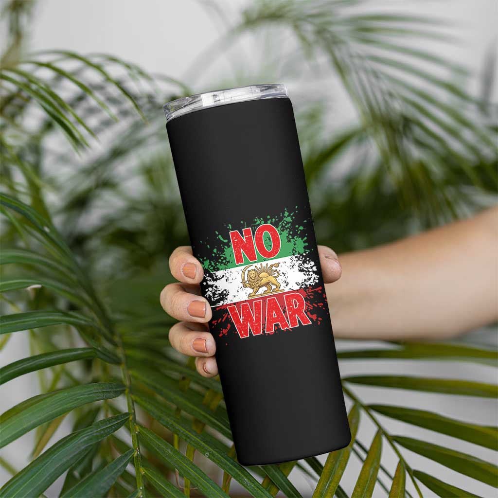 Free Iran Flag Skinny Tumbler No War Support Iranian Freedom