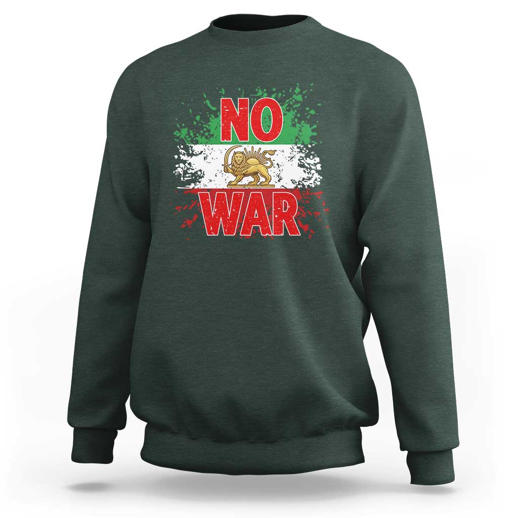 Free Iran Flag Sweatshirt No War Support Iranian Freedom