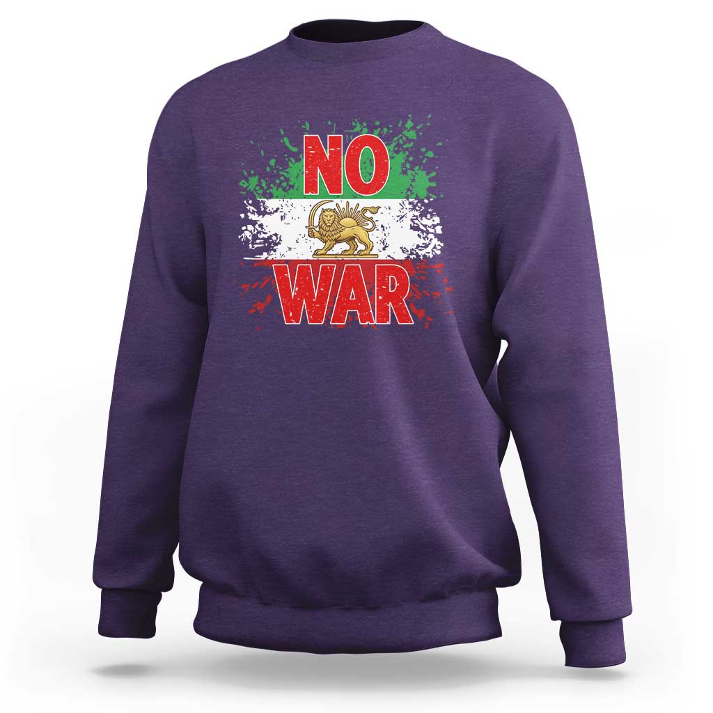 Free Iran Flag Sweatshirt No War Support Iranian Freedom