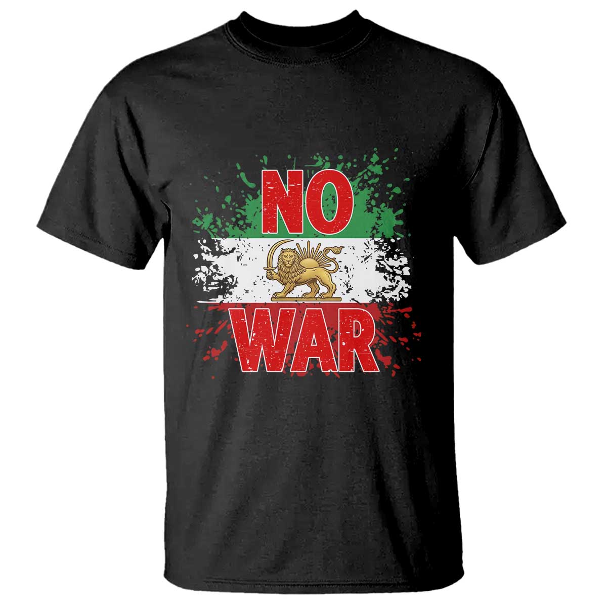 Free Iran Flag T Shirt No War Support Iranian Freedom