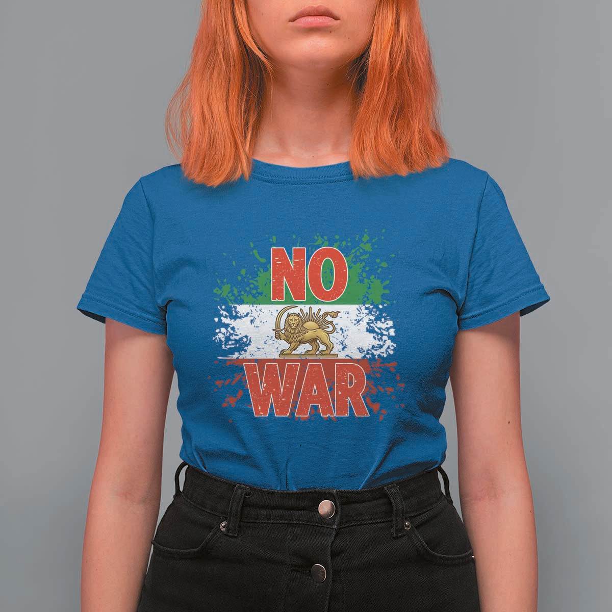 Free Iran Flag T Shirt For Women No War Support Iranian Freedom