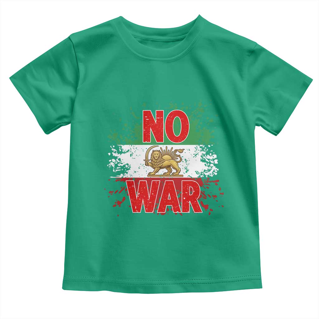 Free Iran Flag Toddler T Shirt No War Support Iranian Freedom