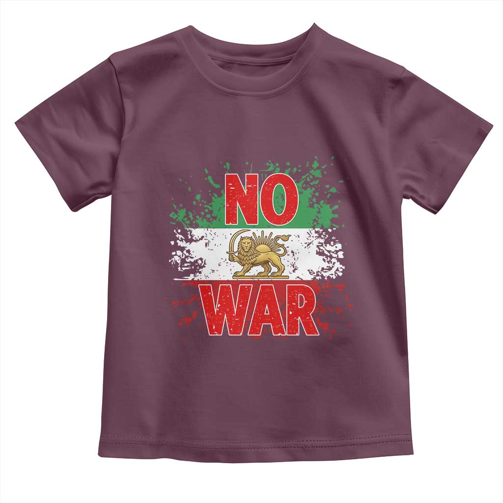 Free Iran Flag Toddler T Shirt No War Support Iranian Freedom