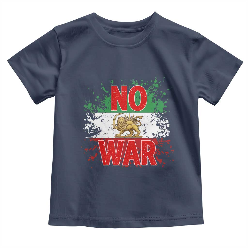 Free Iran Flag Toddler T Shirt No War Support Iranian Freedom