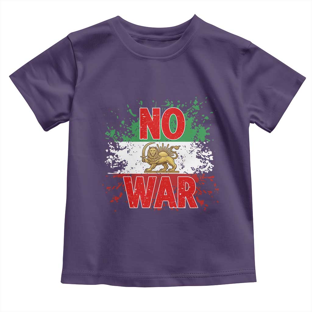 Free Iran Flag Toddler T Shirt No War Support Iranian Freedom