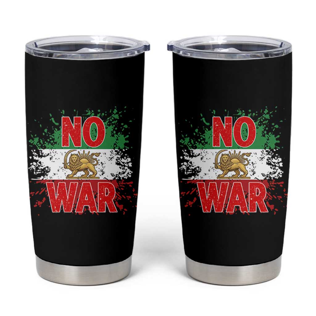 Free Iran Flag Tumbler Cup No War Support Iranian Freedom
