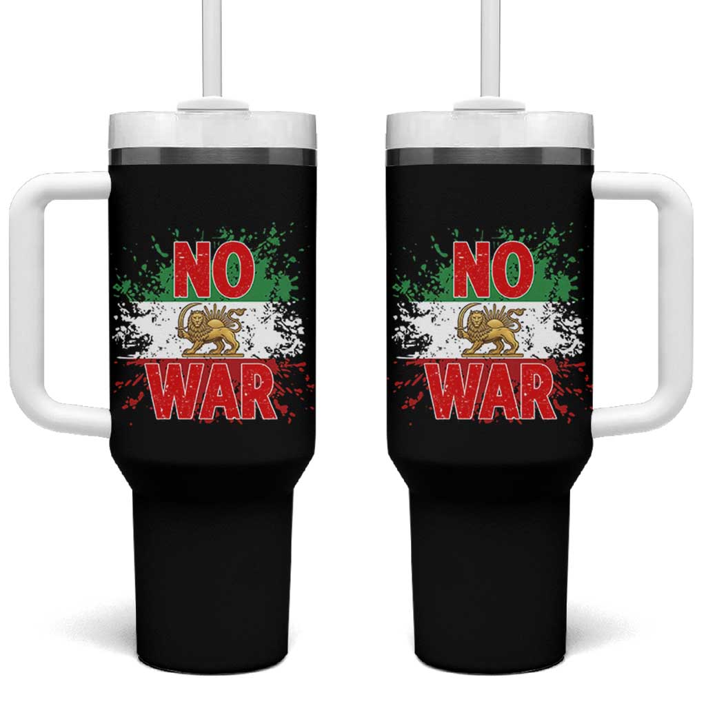 Free Iran Flag Tumbler With Handle No War Support Iranian Freedom