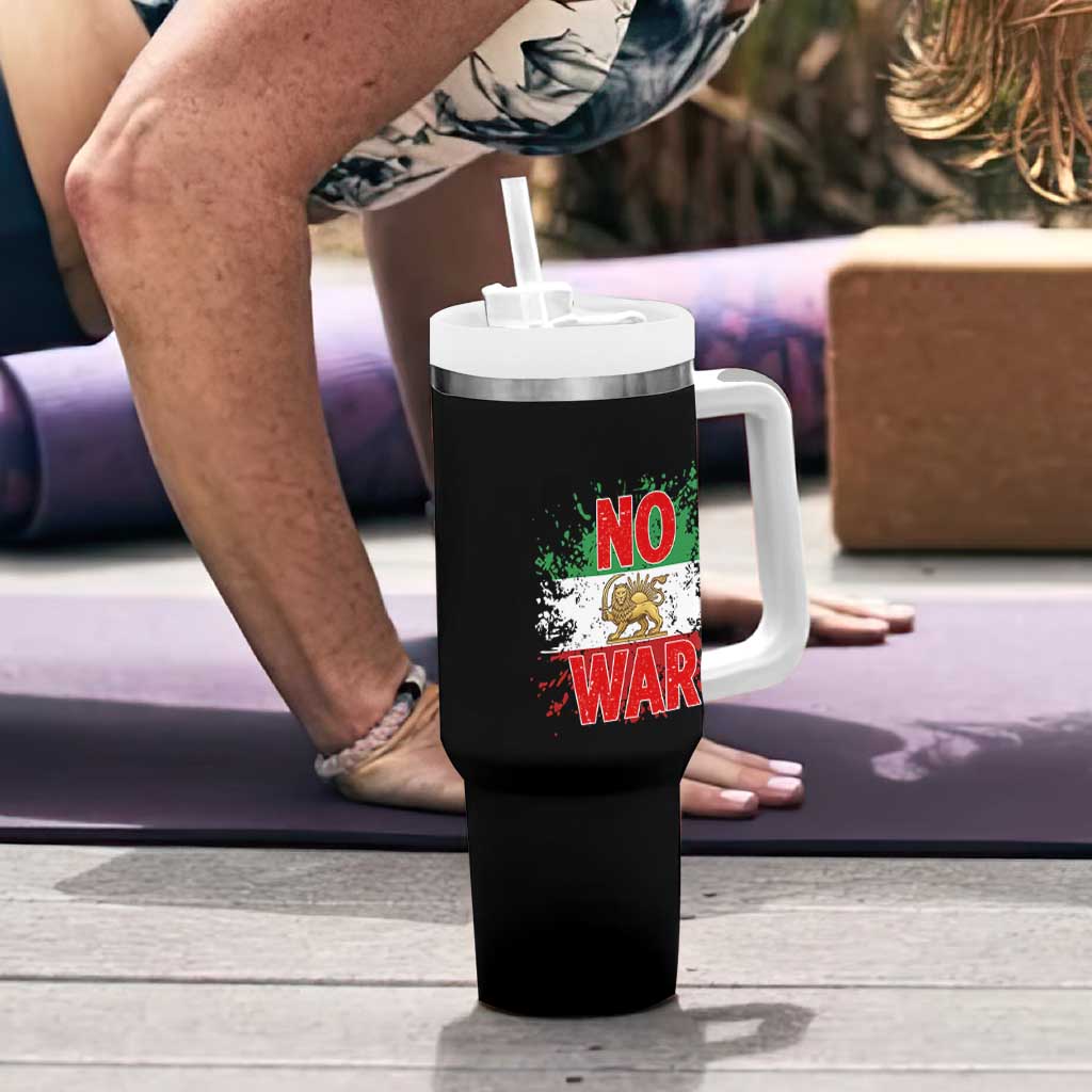 Free Iran Flag Tumbler With Handle No War Support Iranian Freedom