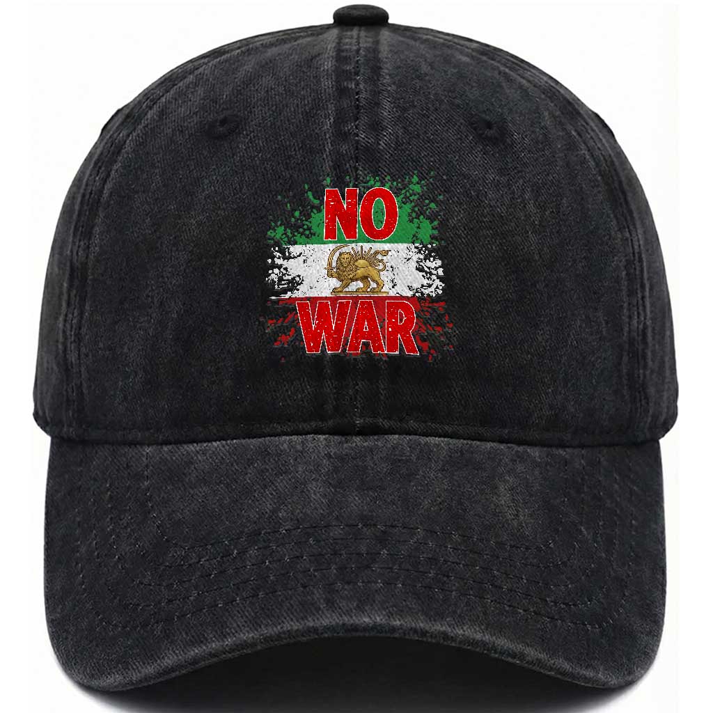 Free Iran Flag Washed Cotton Baseball Cap No War Support Iranian Freedom
