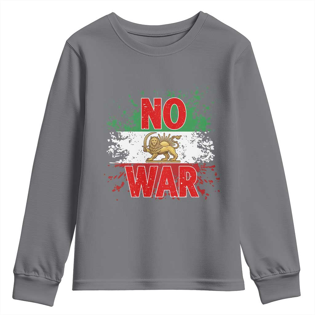 Free Iran Flag Youth Sweatshirt No War Support Iranian Freedom