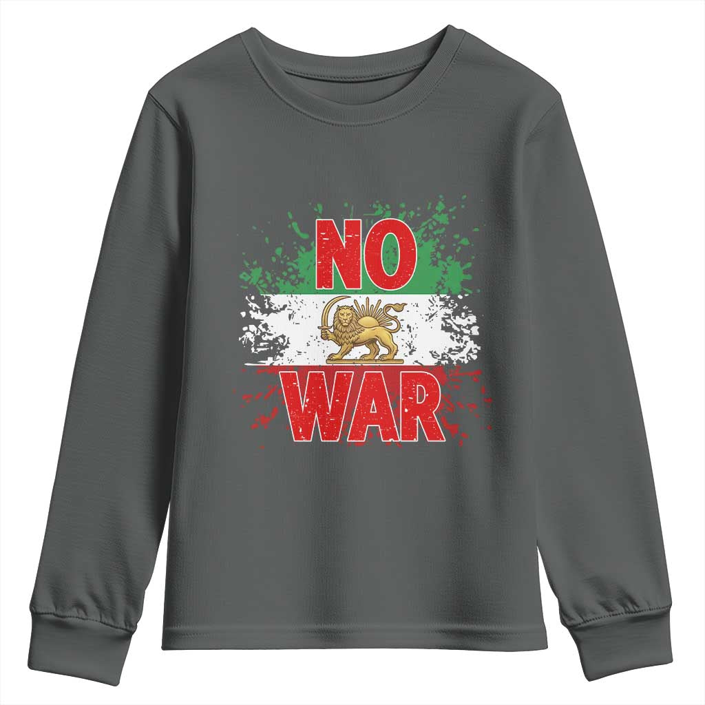 Free Iran Flag Youth Sweatshirt No War Support Iranian Freedom