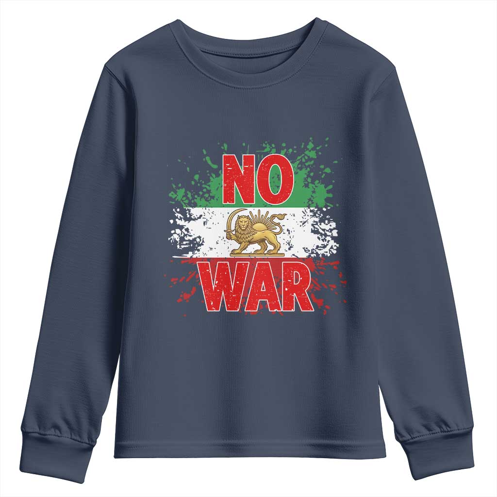 Free Iran Flag Youth Sweatshirt No War Support Iranian Freedom