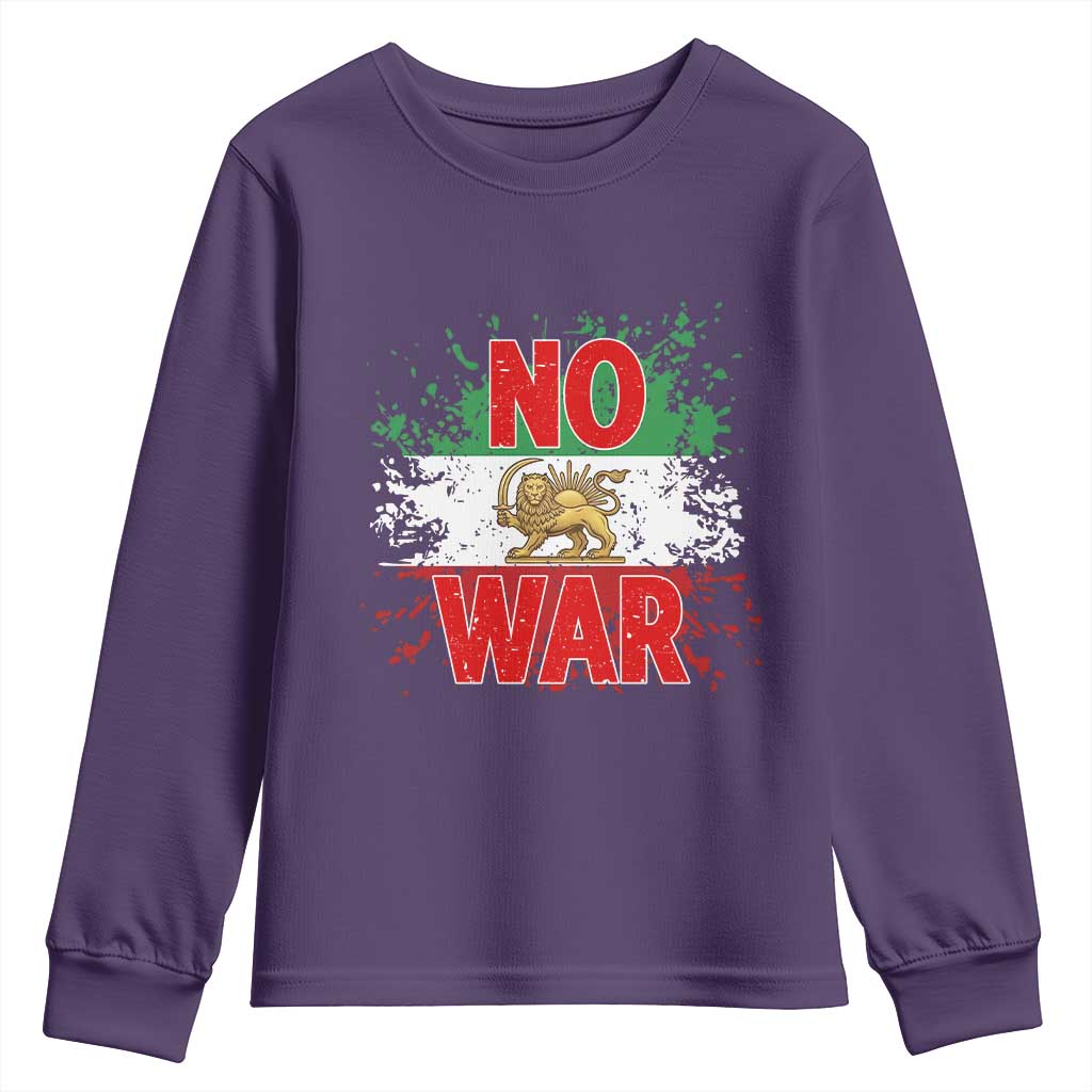 Free Iran Flag Youth Sweatshirt No War Support Iranian Freedom