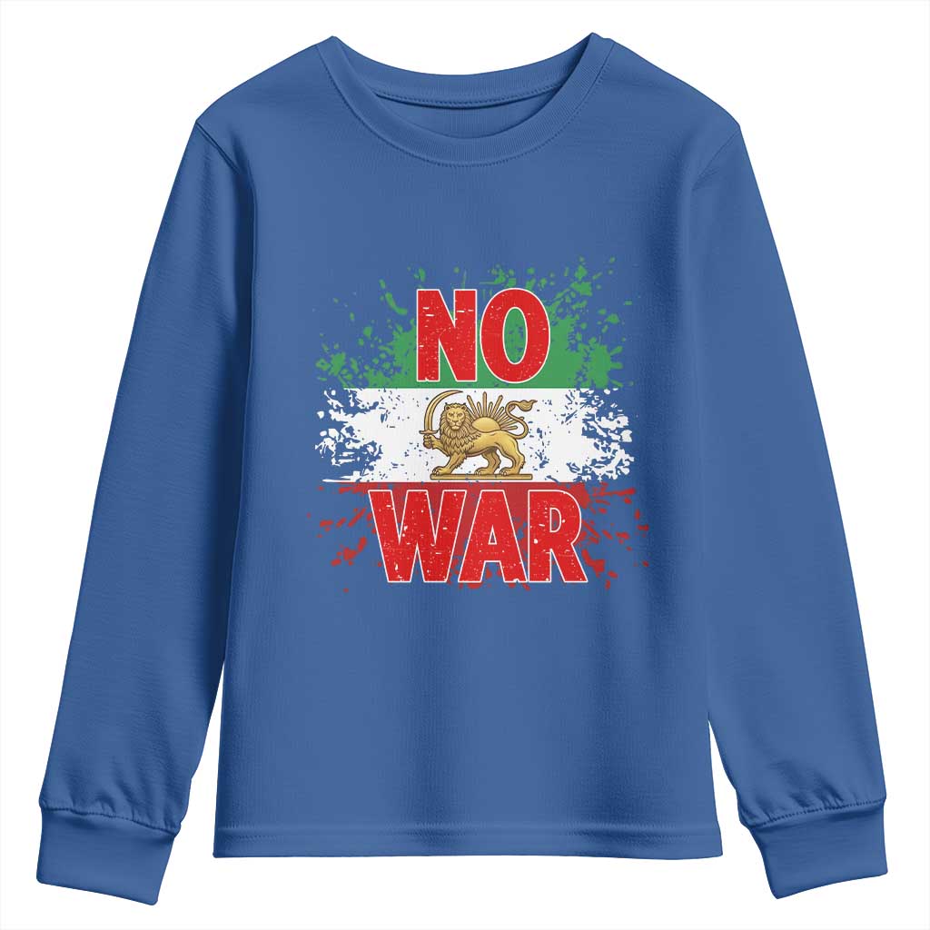 Free Iran Flag Youth Sweatshirt No War Support Iranian Freedom