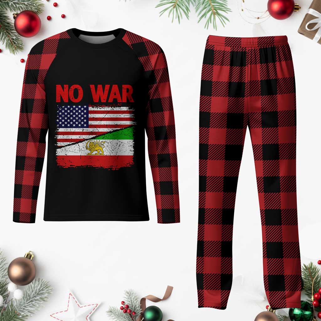 Free Iran Plaid Pajama Set No War Peace American Iran Unity