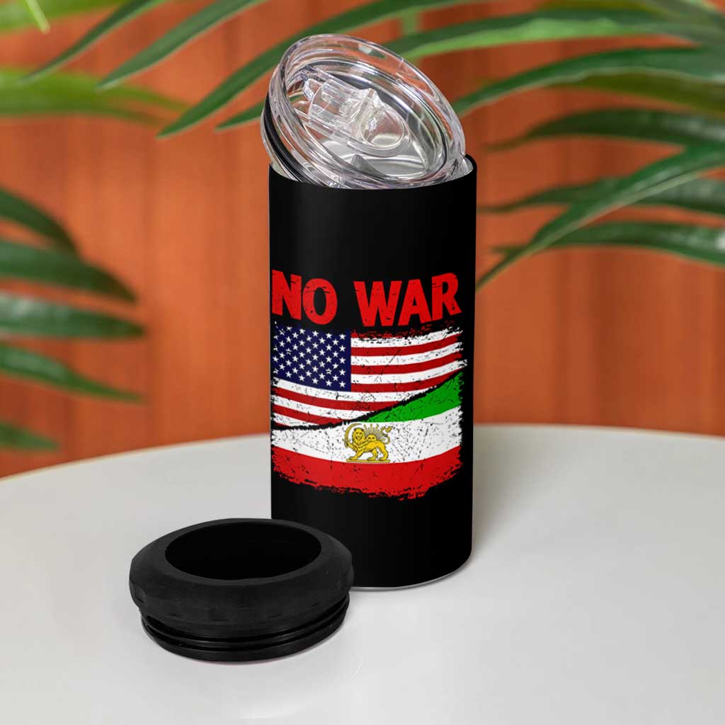 Free Iran 4 in 1 Can Cooler Tumbler No War Peace American Iran Unity
