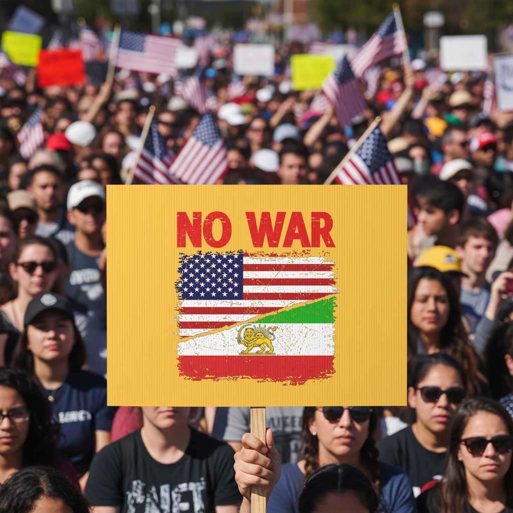 Free Iran Protest Sign No War Peace American Iran Unity