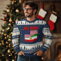 Free Iran Ugly Christmas Sweater No War Peace American Iran Unity