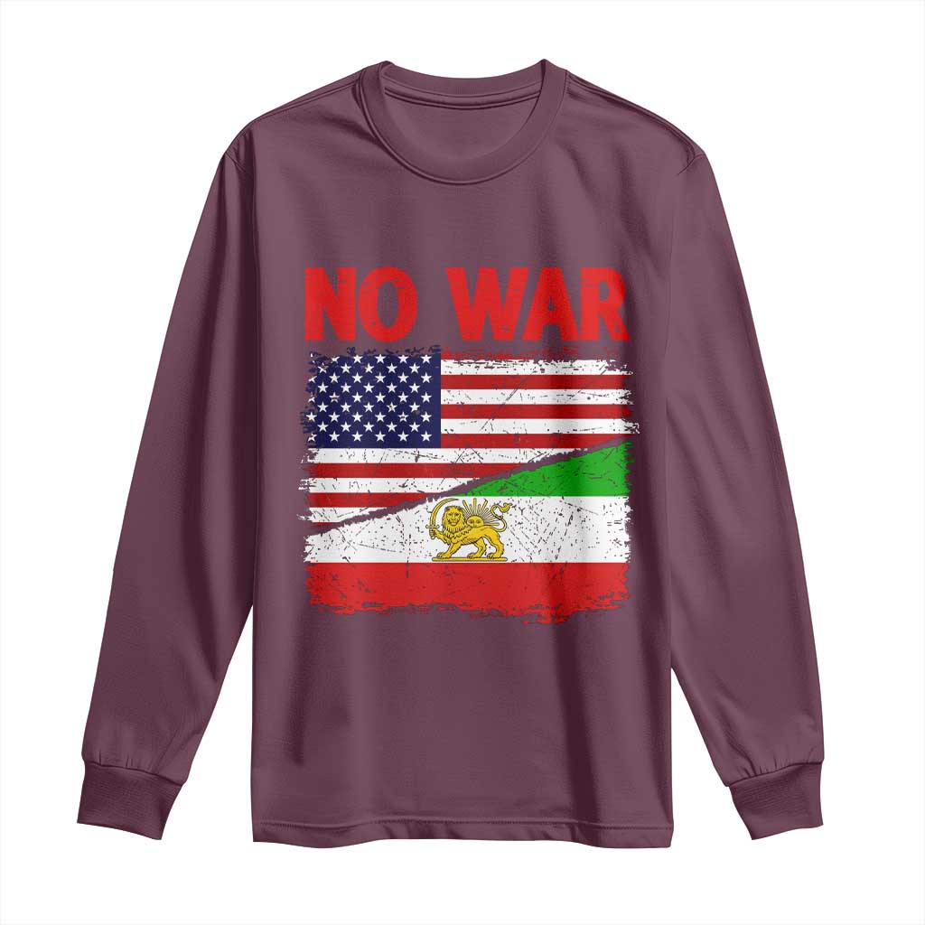 Free Iran Long Sleeve Shirt No War Peace American Iran Unity