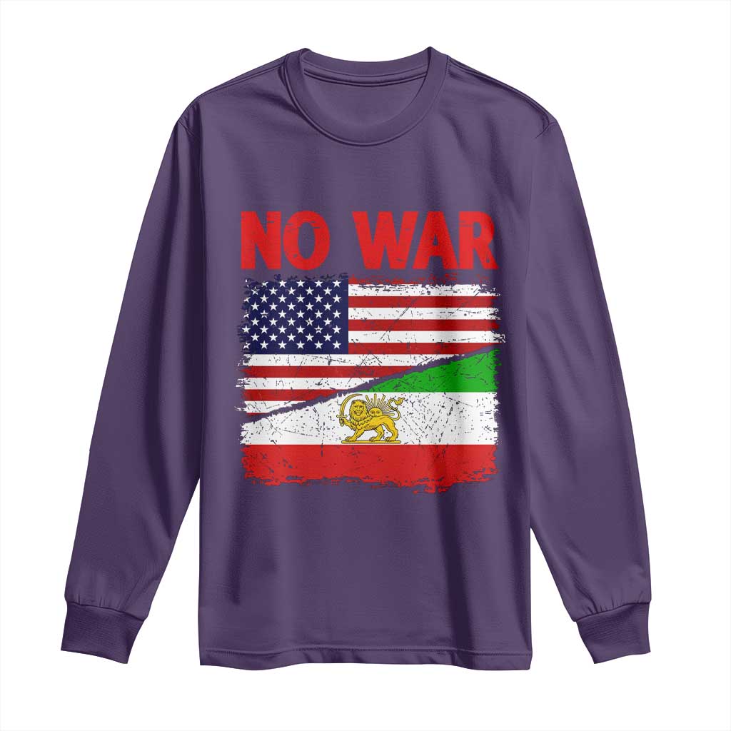 Free Iran Long Sleeve Shirt No War Peace American Iran Unity