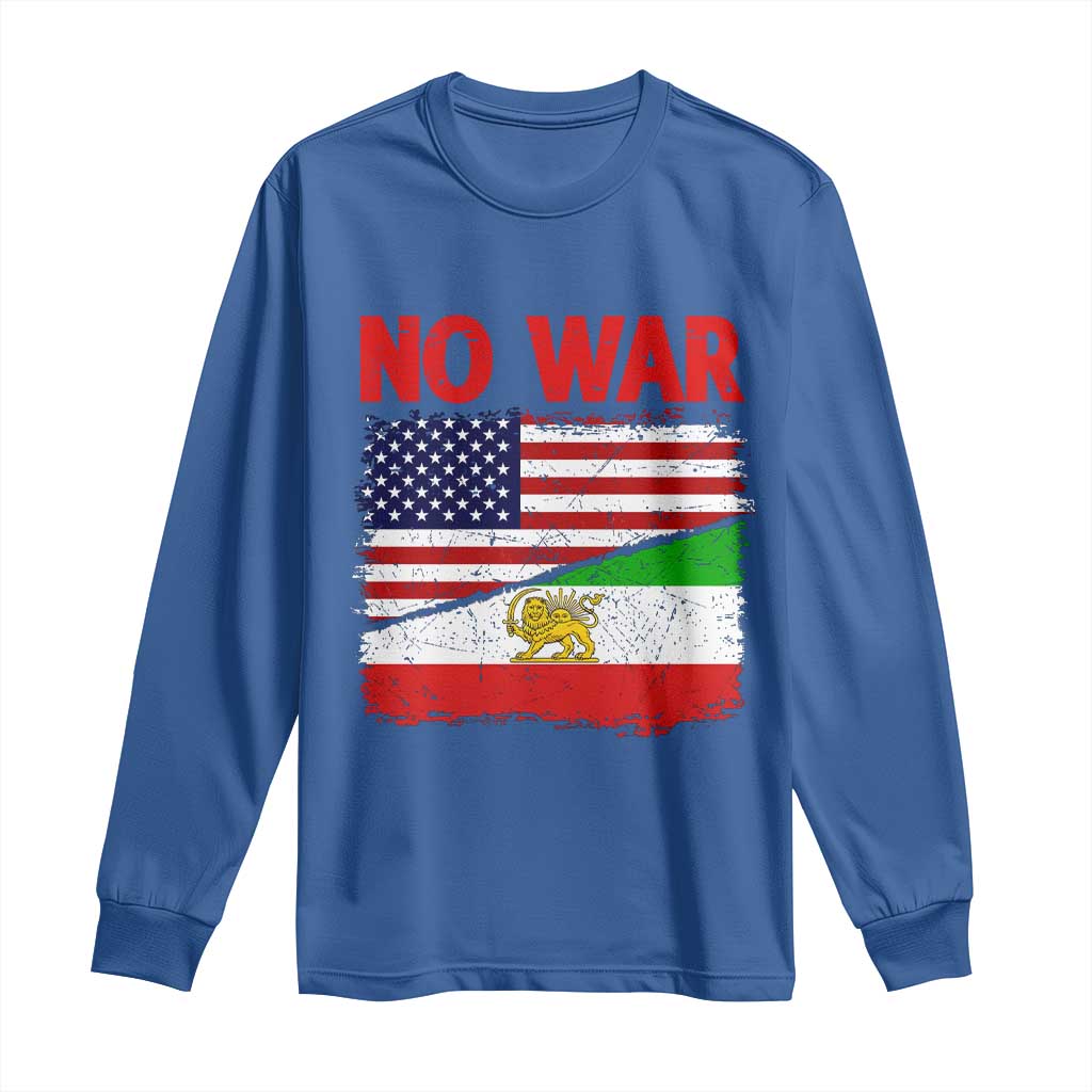 Free Iran Long Sleeve Shirt No War Peace American Iran Unity