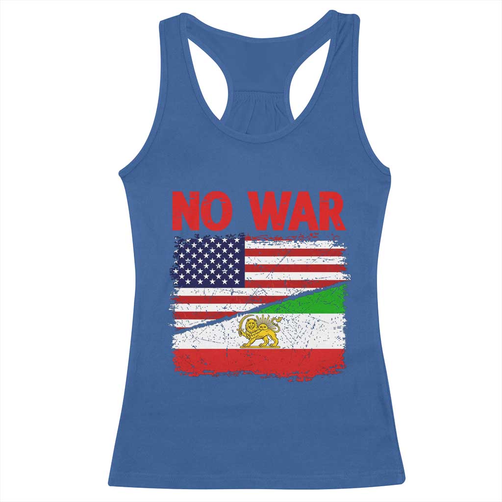 Free Iran Racerback Tank Top No War Peace American Iran Unity