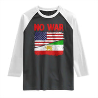 Free Iran Raglan Shirt No War Peace American Iran Unity