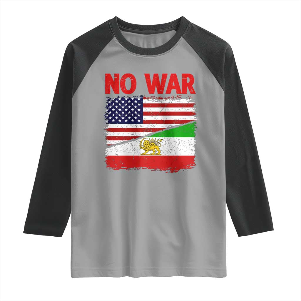 Free Iran Raglan Shirt No War Peace American Iran Unity
