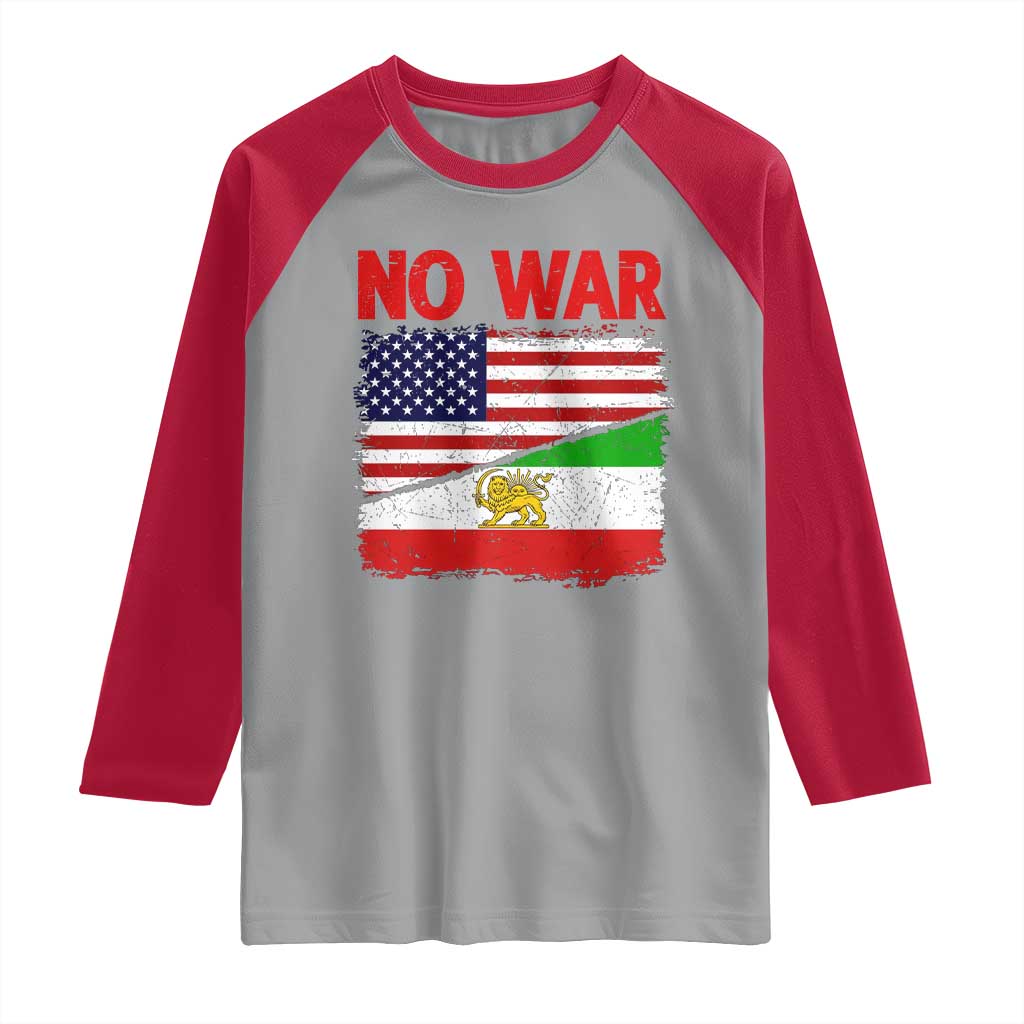 Free Iran Raglan Shirt No War Peace American Iran Unity