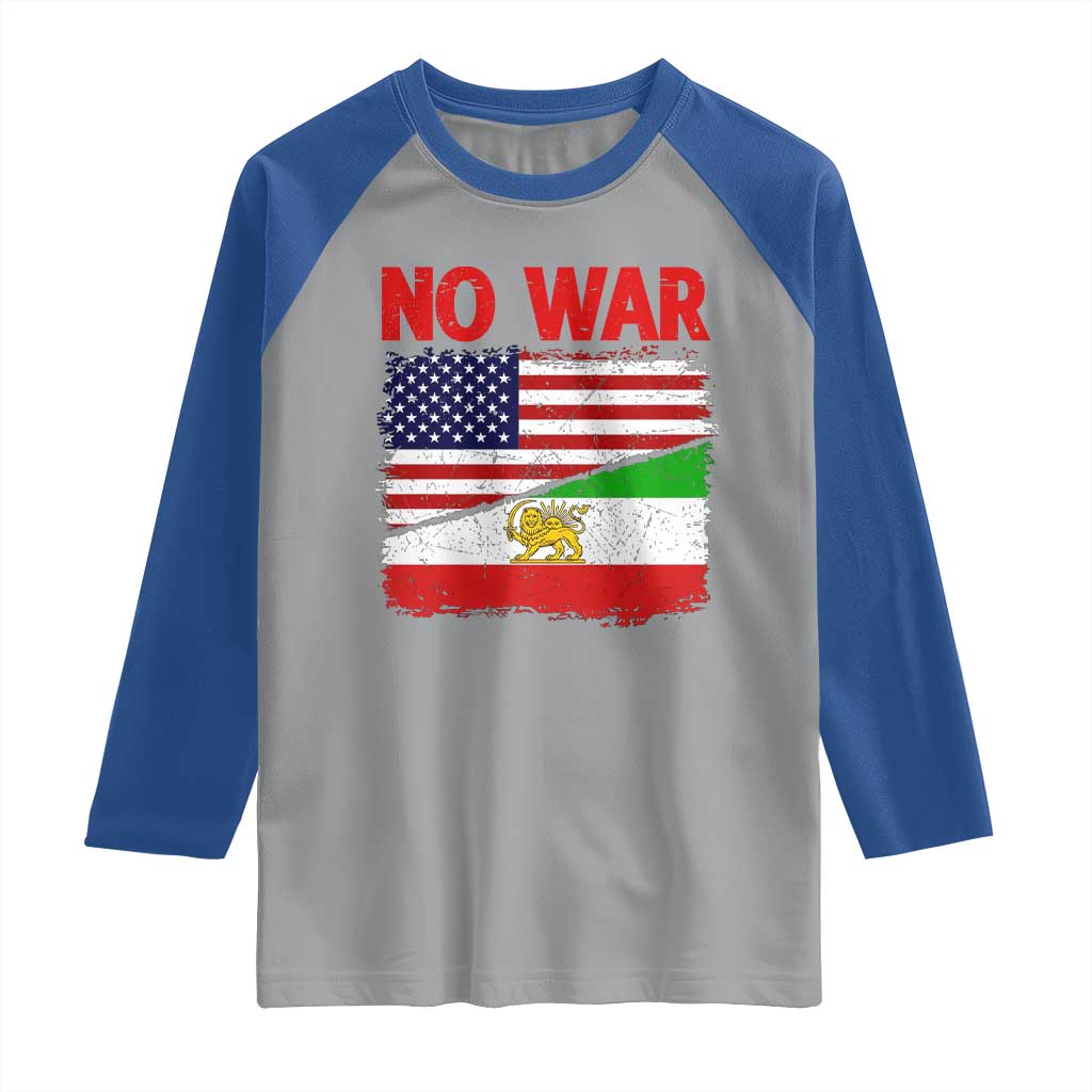 Free Iran Raglan Shirt No War Peace American Iran Unity
