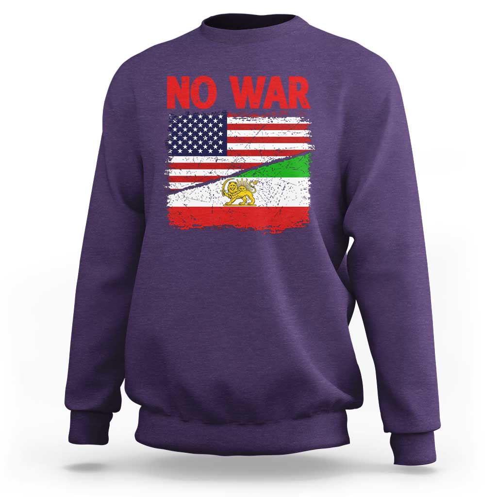 Free Iran Sweatshirt No War Peace American Iran Unity