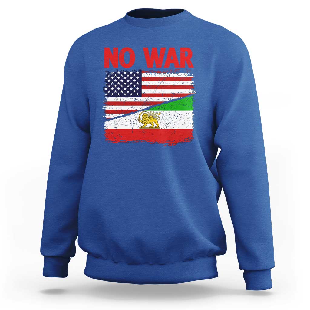 Free Iran Sweatshirt No War Peace American Iran Unity
