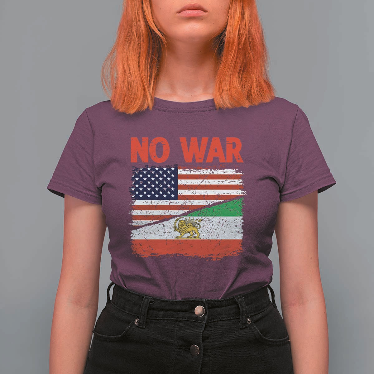 Free Iran T Shirt For Women No War Peace American Iran Unity