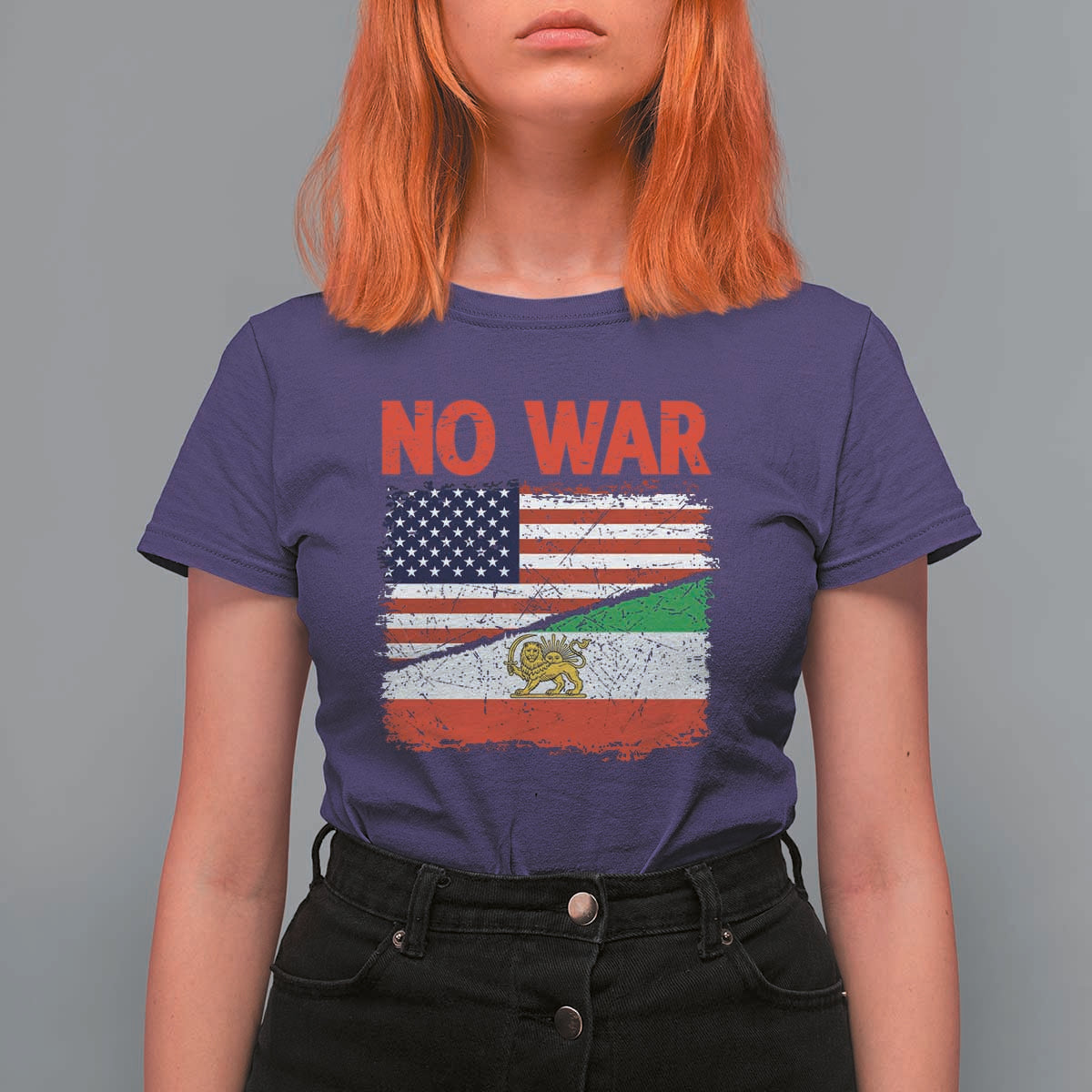Free Iran T Shirt For Women No War Peace American Iran Unity
