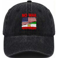 Free Iran Washed Cotton Baseball Cap No War Peace American Iran Unity