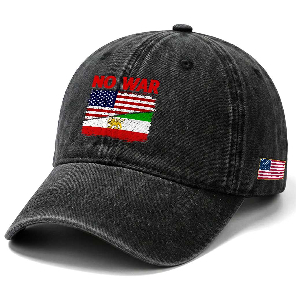 Free Iran Washed Cotton Baseball Cap No War Peace American Iran Unity
