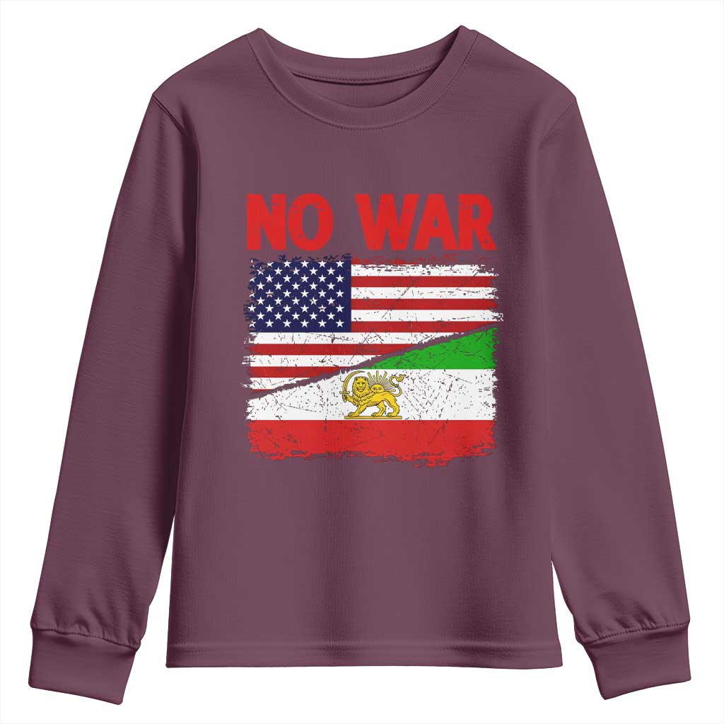 Free Iran Youth Sweatshirt No War Peace American Iran Unity
