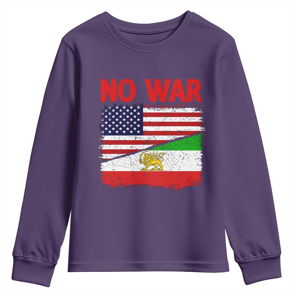 Free Iran Youth Sweatshirt No War Peace American Iran Unity