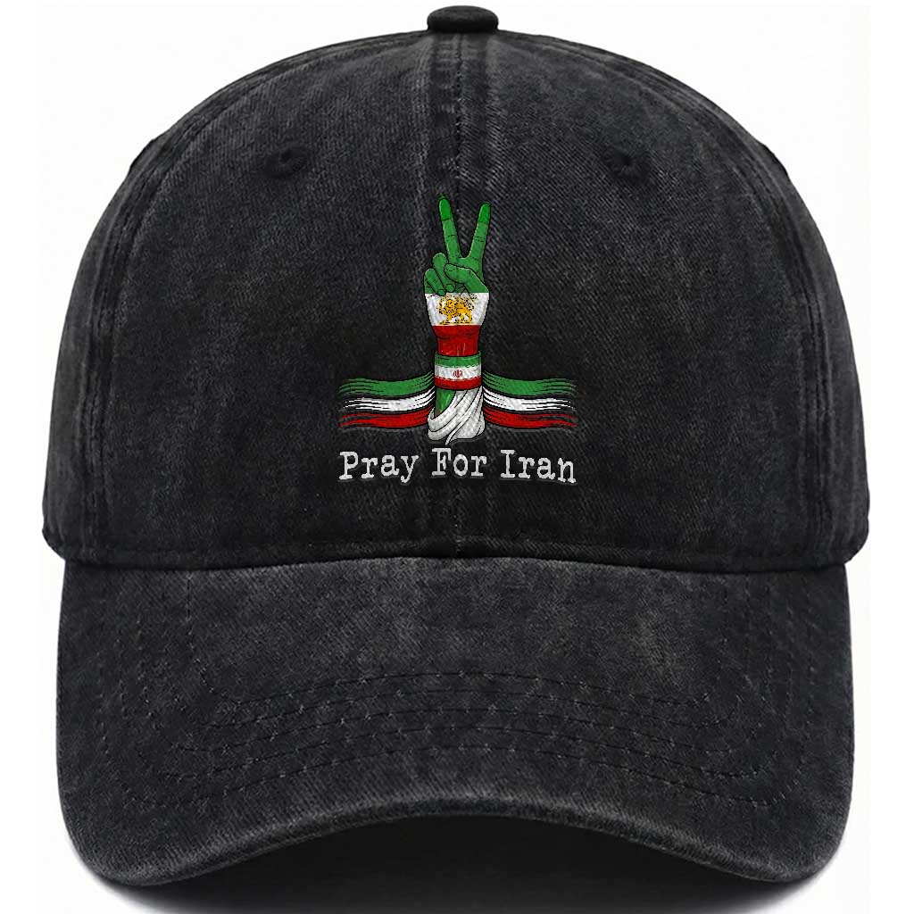 Free Iran Support Washed Cotton Baseball Cap Pray For Iran