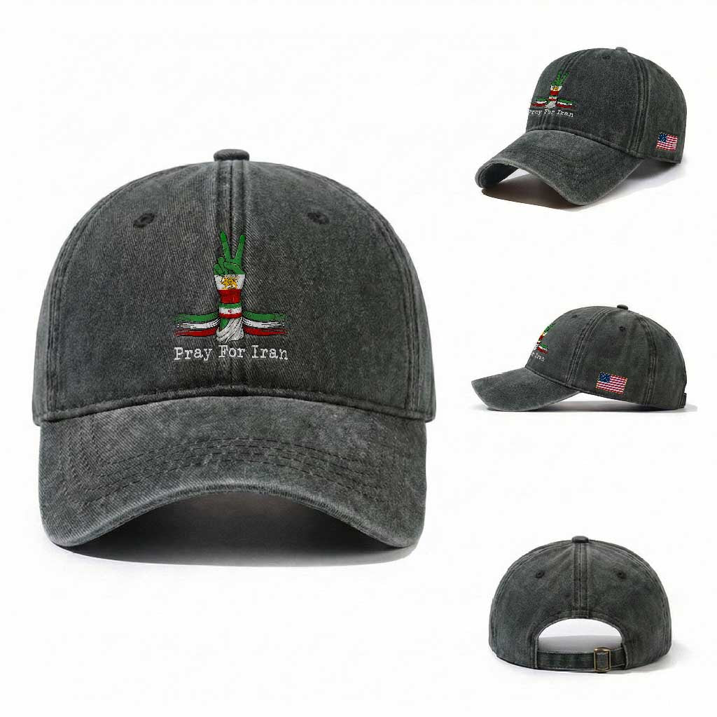 Free Iran Support Washed Cotton Baseball Cap Pray For Iran