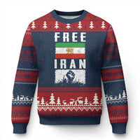 Free Iran Ugly Christmas Sweater Support Iranian Freedom