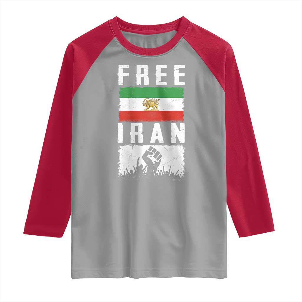 Free Iran Raglan Shirt Support Iranian Freedom
