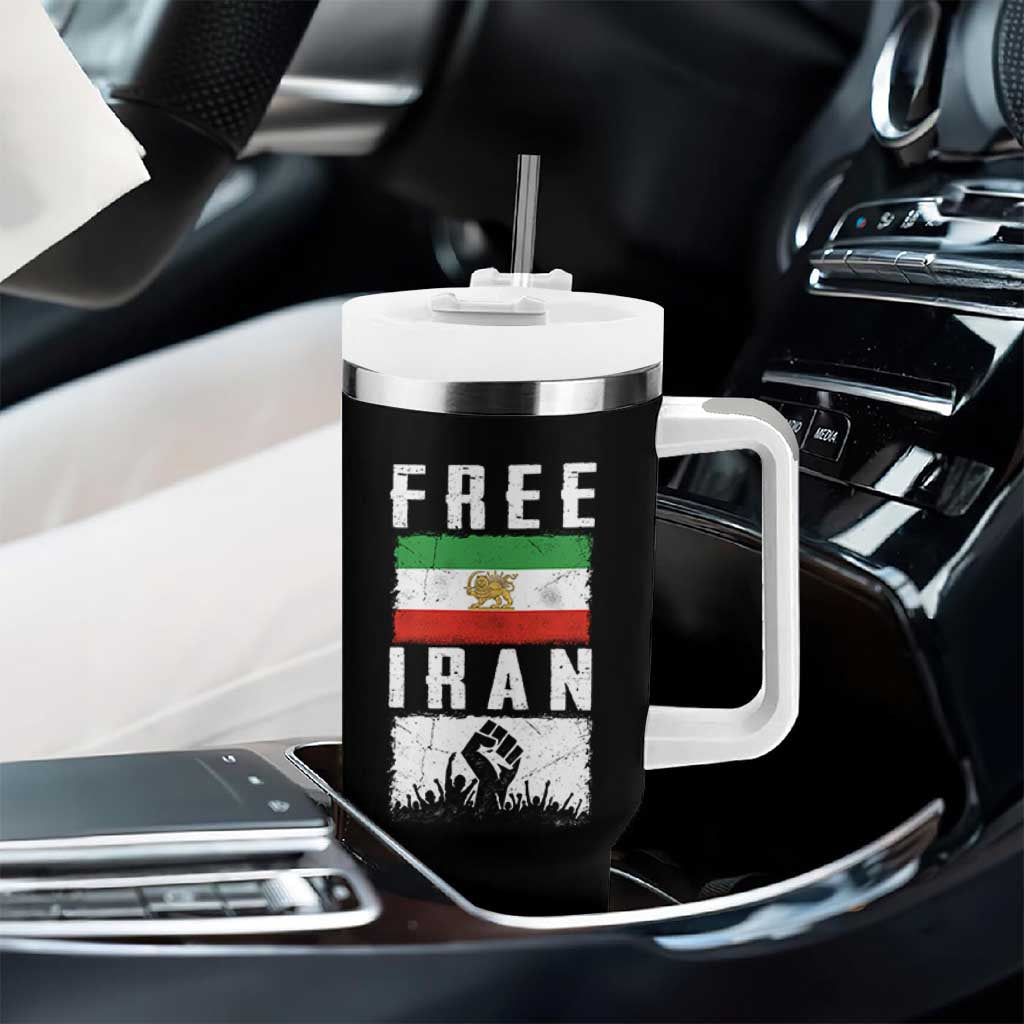 Free Iran Tumbler With Handle Support Iranian Freedom