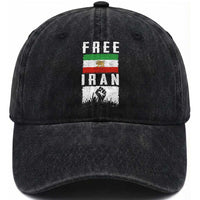 Free Iran Washed Cotton Baseball Cap Support Iranian Freedom