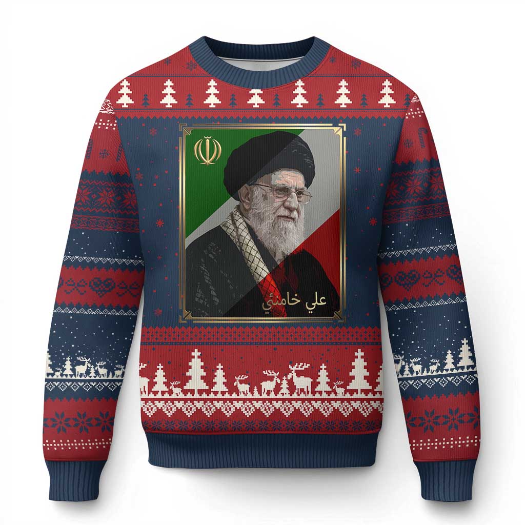 Ali Khamenei Memorial Tribute Portrait Ugly Christmas Sweater