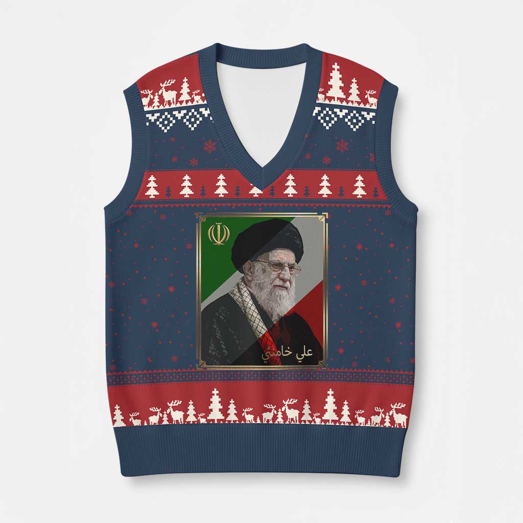 Ali Khamenei Memorial Tribute Portrait V-Neck Knit Sweater Vest