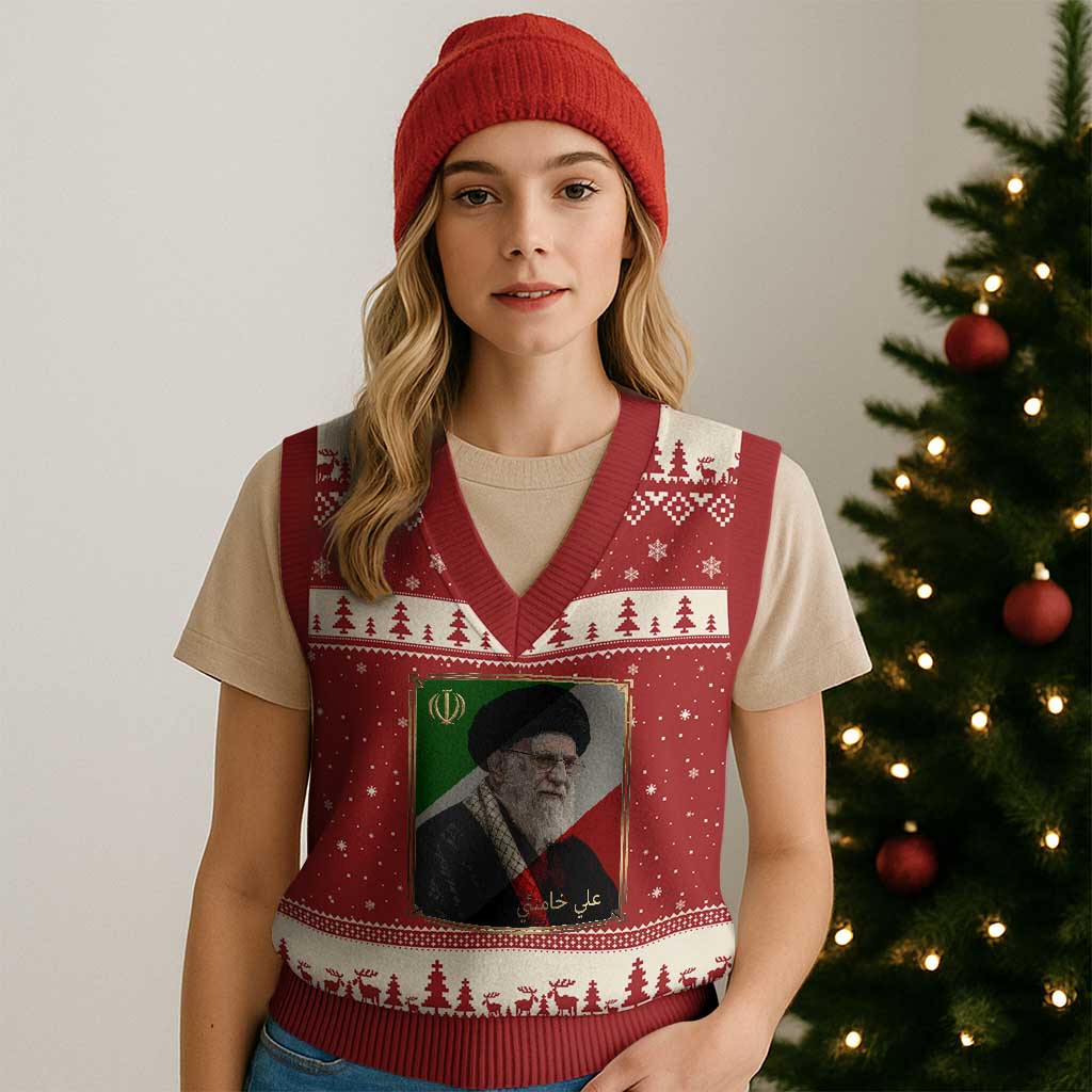Ali Khamenei Memorial Tribute Portrait V-Neck Knit Sweater Vest
