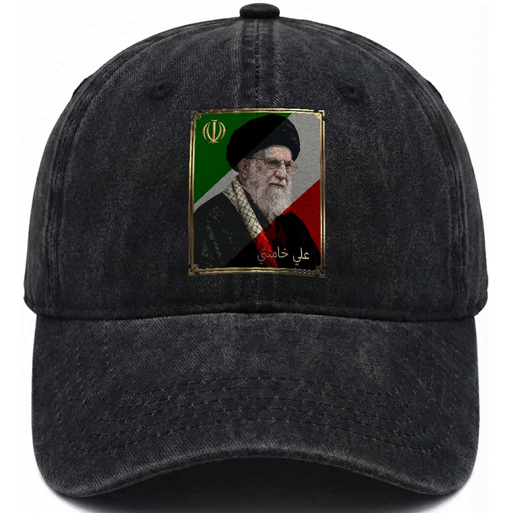 Ali Khamenei Memorial Tribute Portrait Washed Cotton Baseball Cap